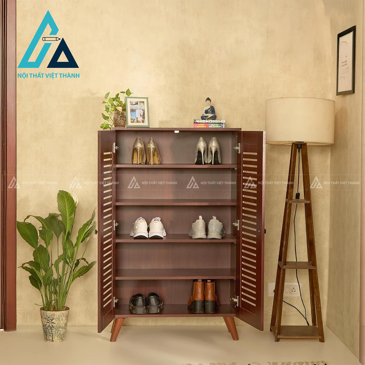 Tủ giày MDF 5 tầng đứng cao cửa chớp tiết kiệm diện tích 3