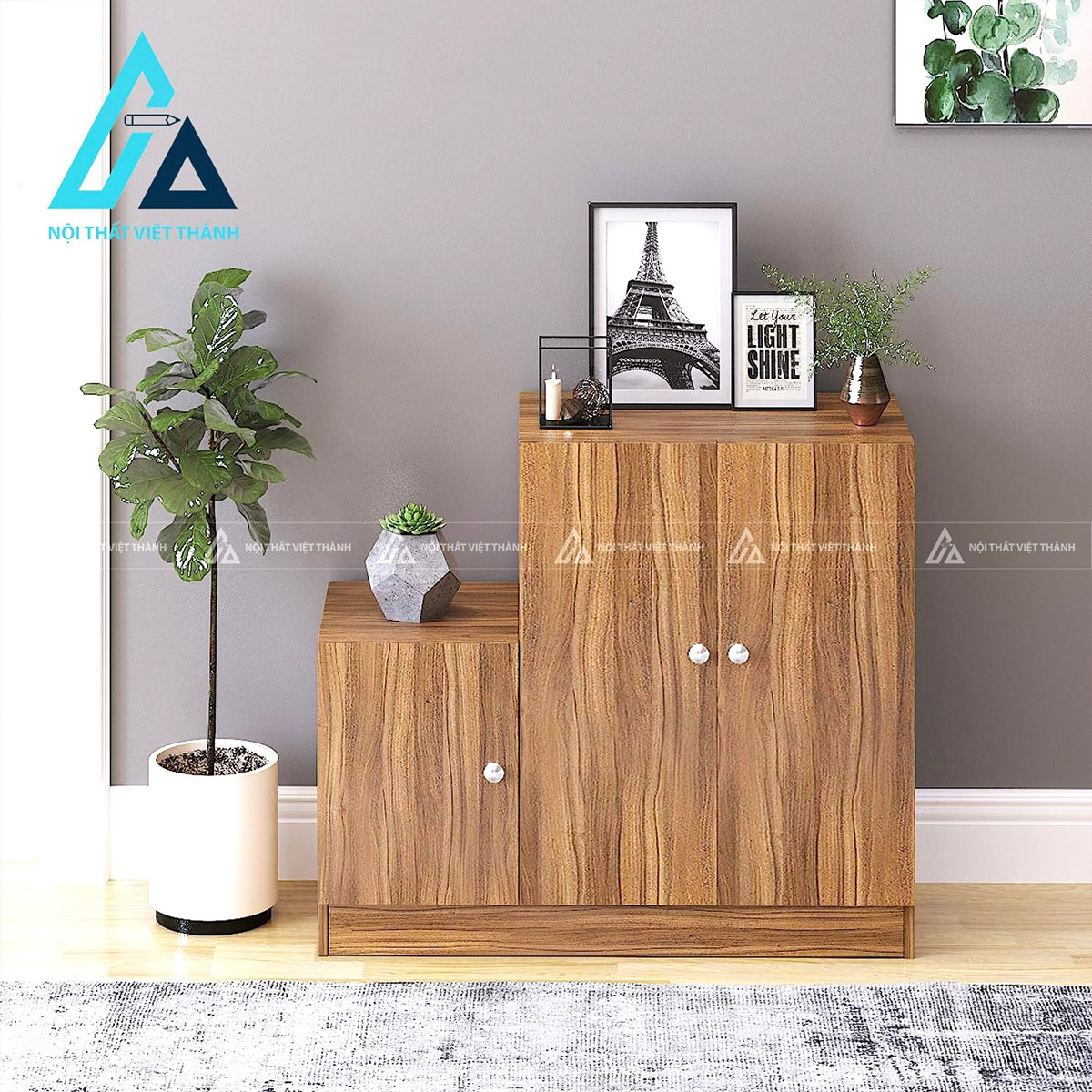 Tủ giày MDF 6 tầng vân gỗ tự nhiên thiết kế đứng hiện đại gọn gàng