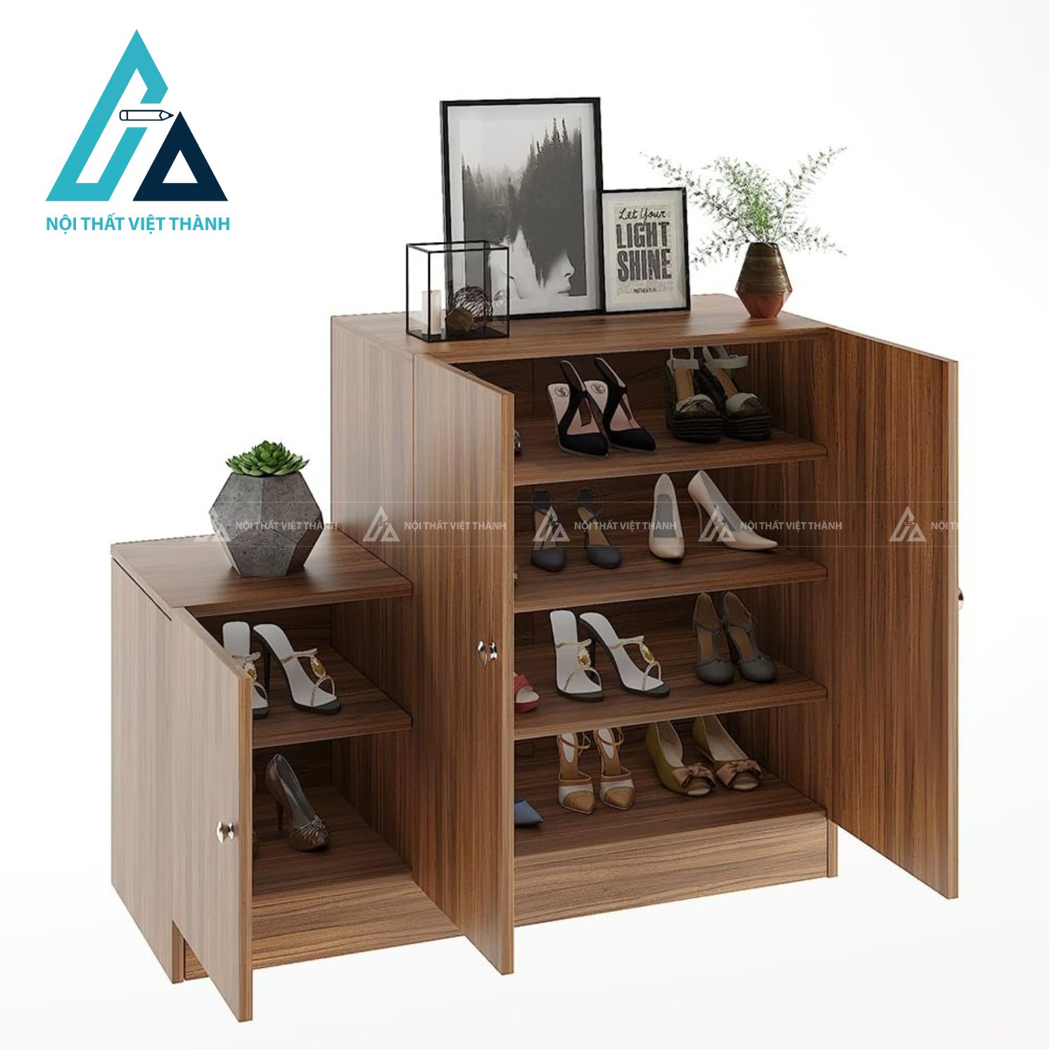 Tủ giày MDF 6 tầng vân gỗ tự nhiên thiết kế đứng hiện đại gọn gàng 2