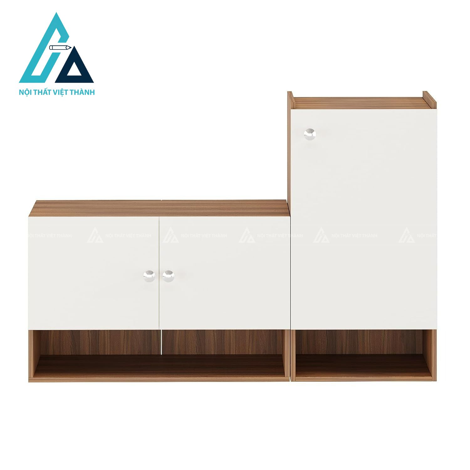 Tủ giày MDF 8 tầng màu trắng phối vân gỗ teak hiện đại đa năng 4