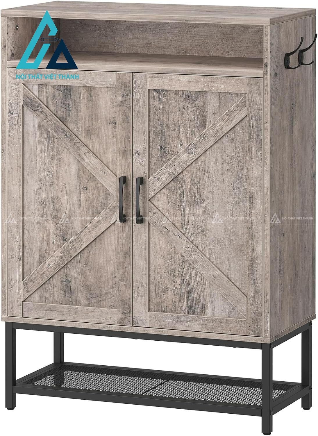 Tủ giày MDF dáng đứng màu xám hiện đại có hộc phụ tiện lợi 2