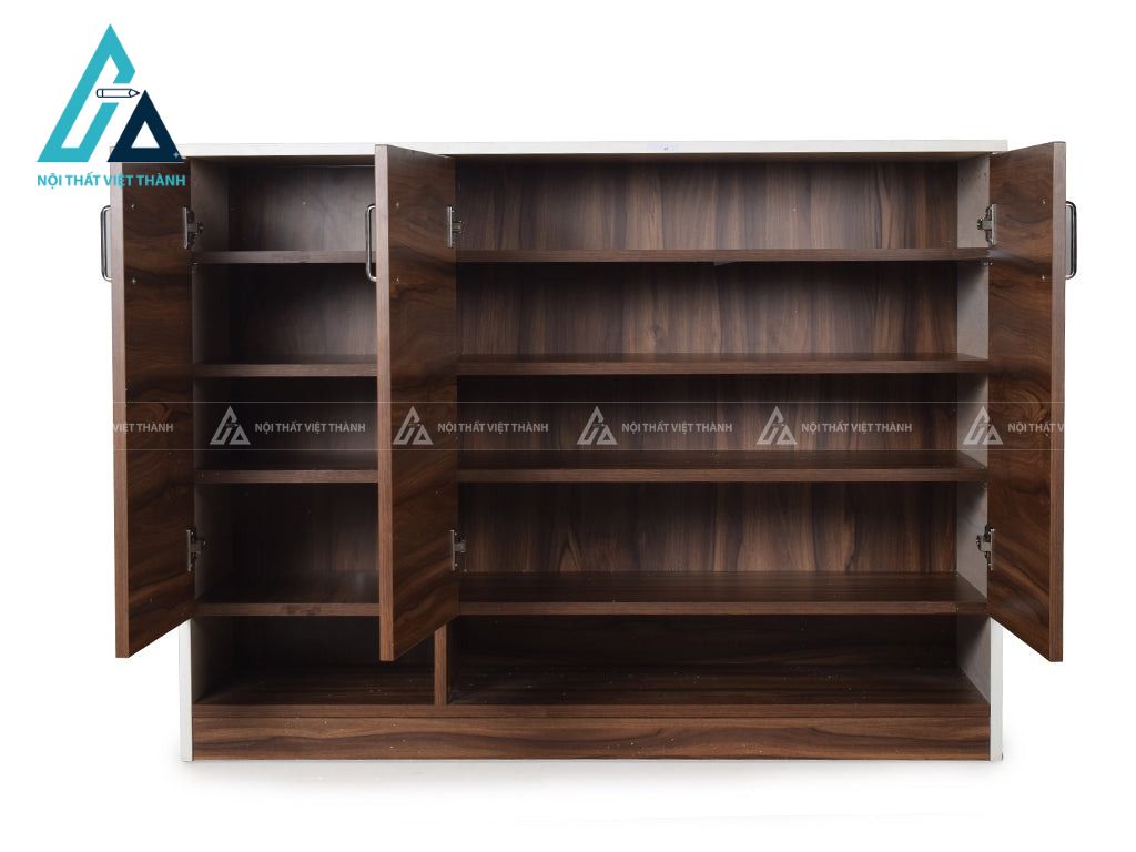 Tủ giày MDF màu óc chó hiện đại thiết kế tối giản sang trọng 3