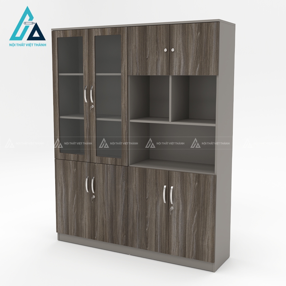 Tủ tài liệu văn phòng gỗ mdf màu vân gỗ xám cao cấp 1