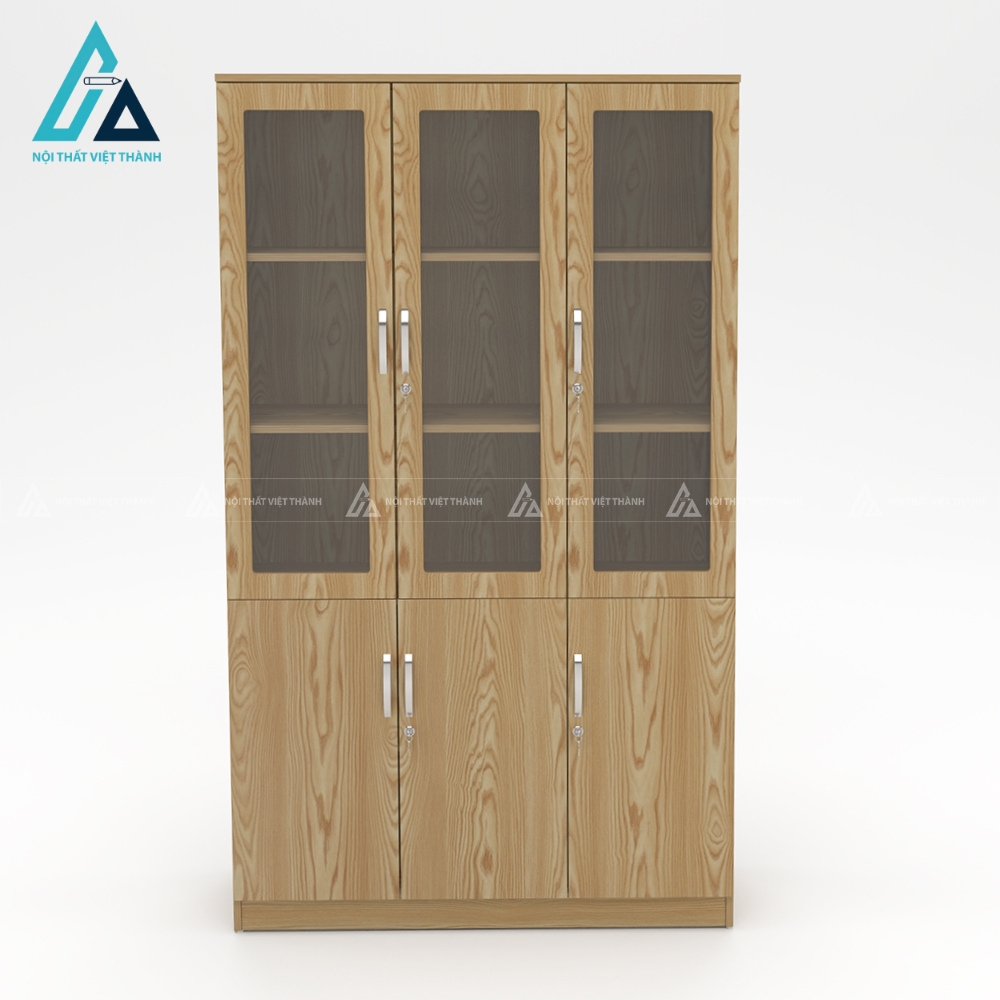 Tủ gỗ đựng tài liệu cánh kính khung 3 buồng tiêu chuẩn 1