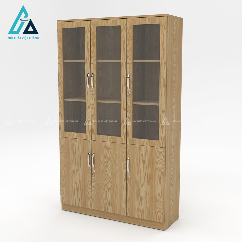 Tủ gỗ đựng tài liệu cánh kính khung 3 buồng tiêu chuẩn 2