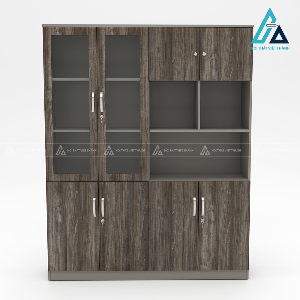 Tủ tài liệu văn phòng gỗ mdf màu vân gỗ xám cao cấp 2
