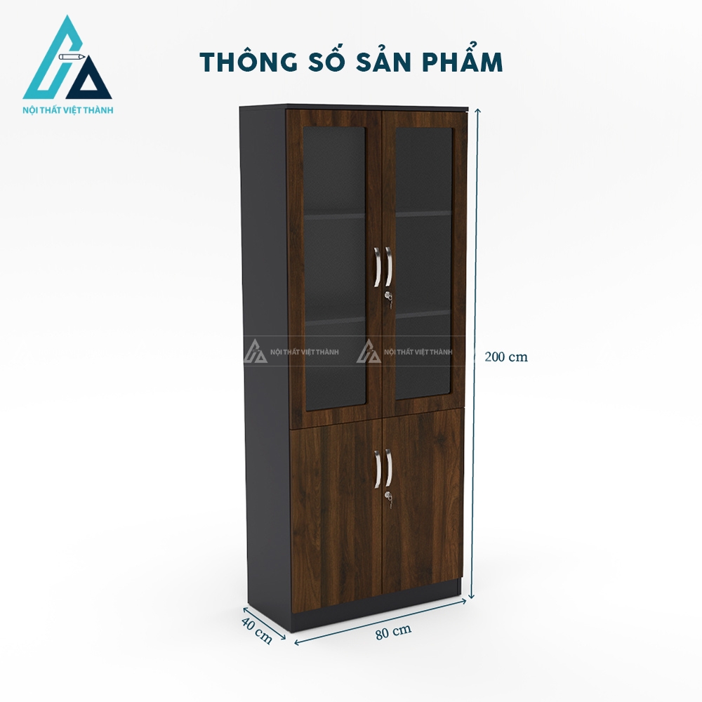 Hệ tủ văn phòng cánh kính trưng bày kết hợp lưu trữ kín 3