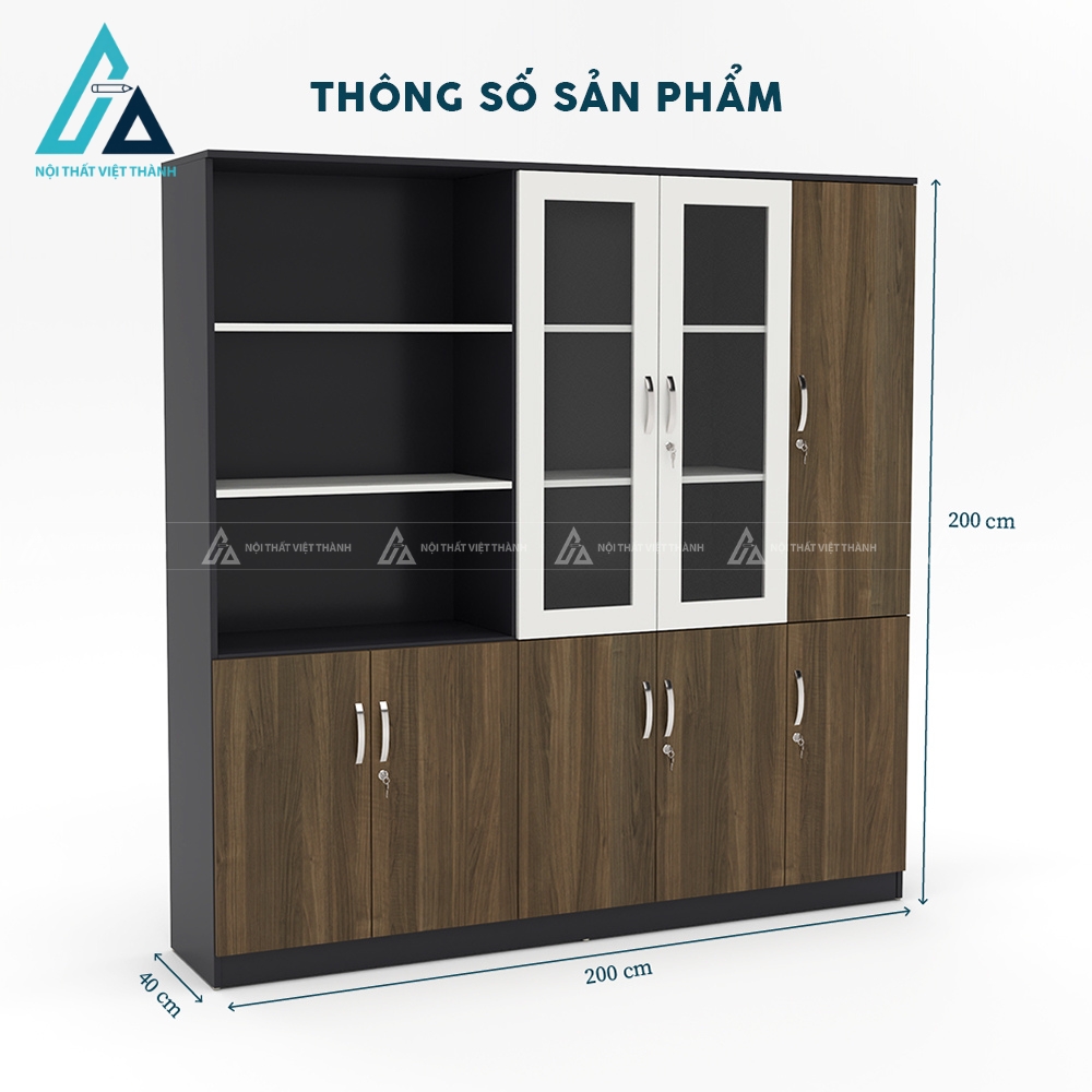 Tủ văn phòng nhiều ngăn kệ hở kết hợp hệ cánh kín bảo mật 3