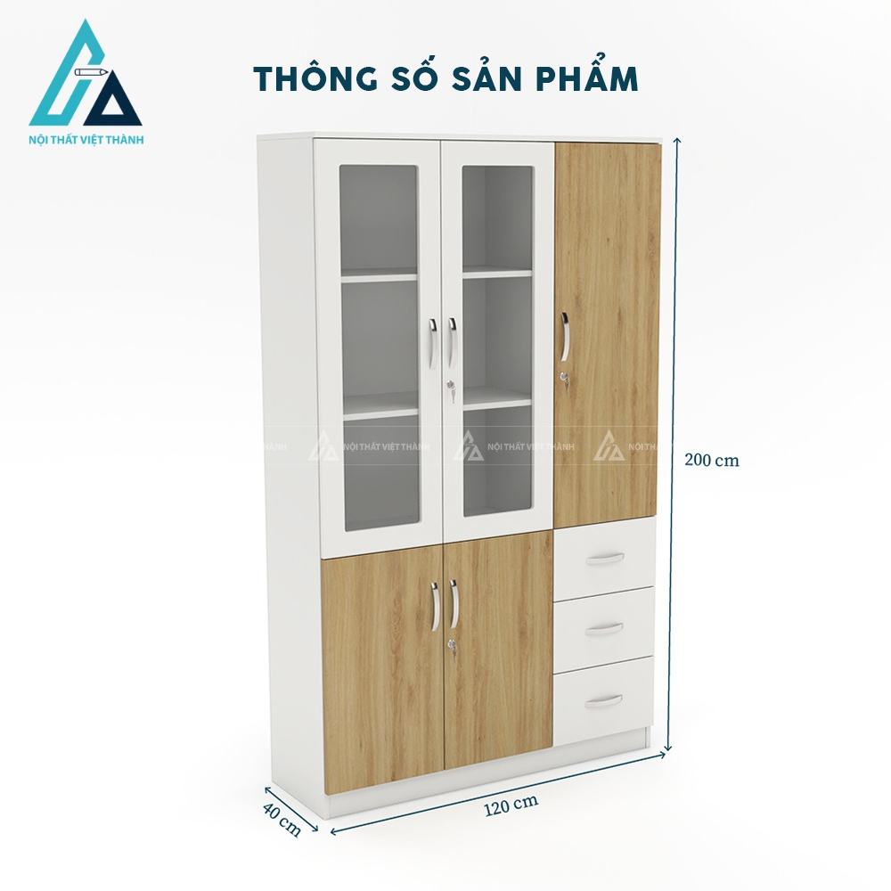 Hệ tủ tài liệu 3 khoang tích hợp ngăn kéo tiện dụng 3