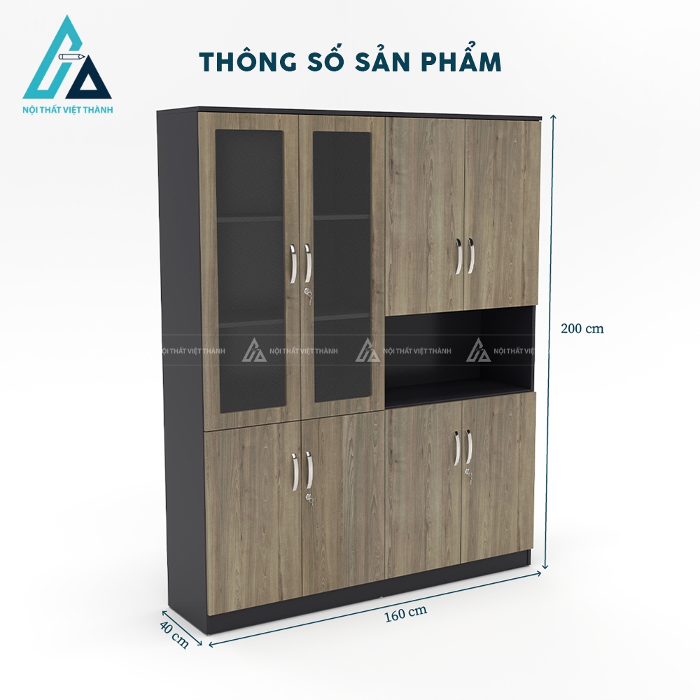 Tủ hồ sơ cao cấp phối cánh kính và ngăn hở tiện dụng 3