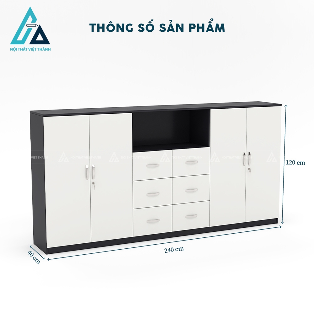 Tủ hồ sơ 4 cánh mở kết hợp 6 ngăn kéo và kệ trang trí 3