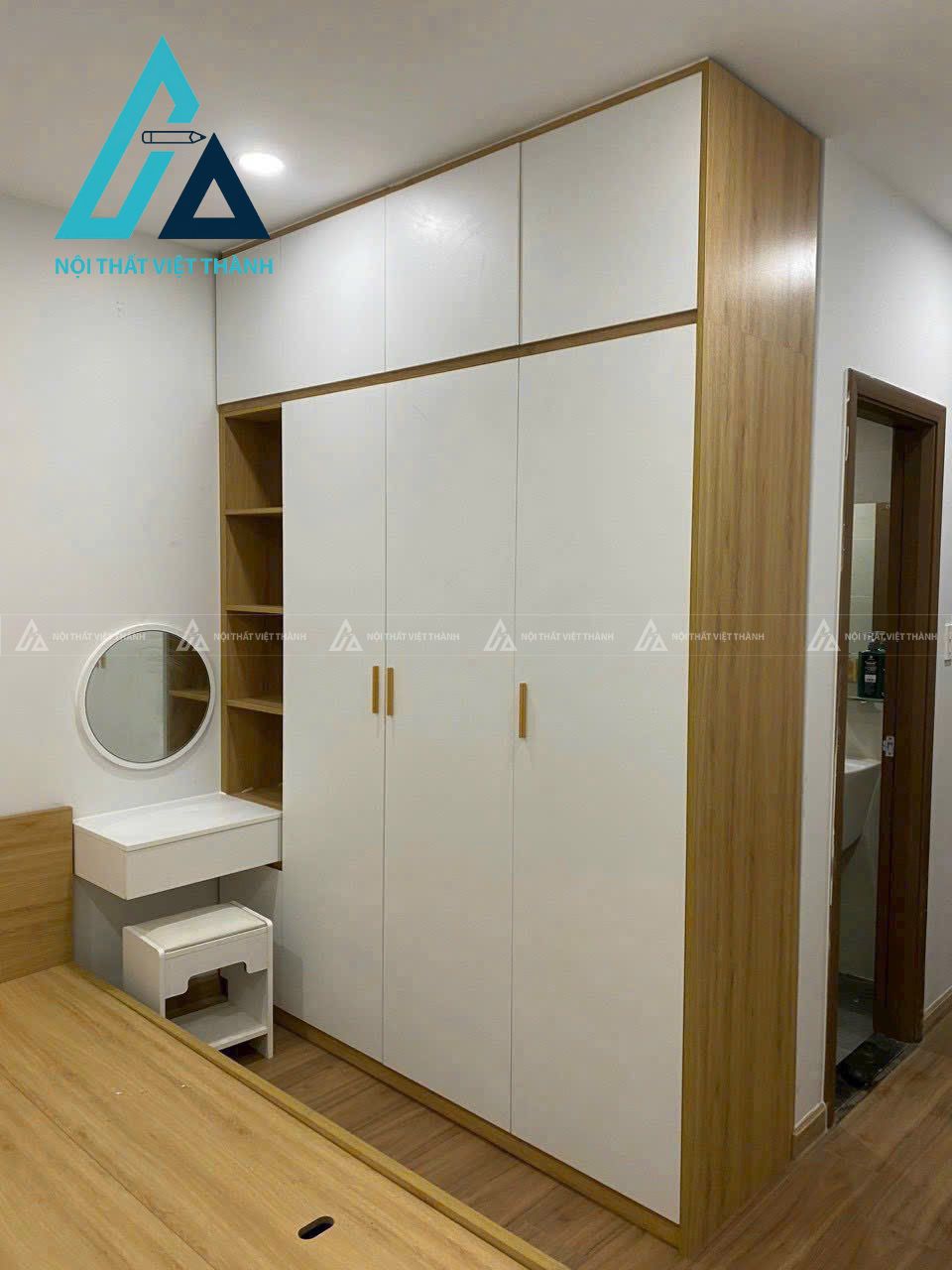 Tủ quần áo gỗ công nghiệp trắng