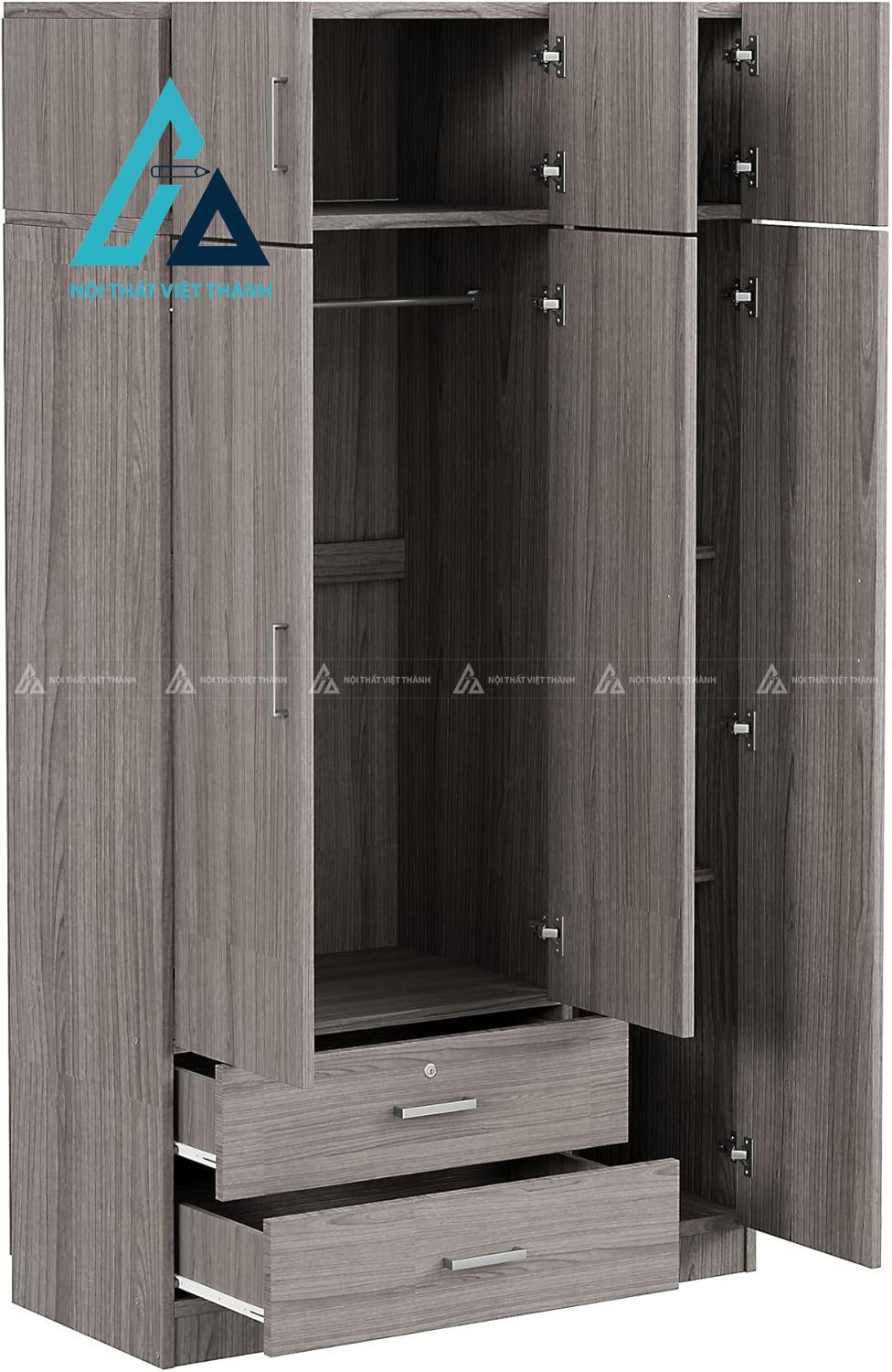 Tủ quần áo 3 cánh MDF có gương soi hiện đại tích hợp ngăn kéo tiện dụng 3