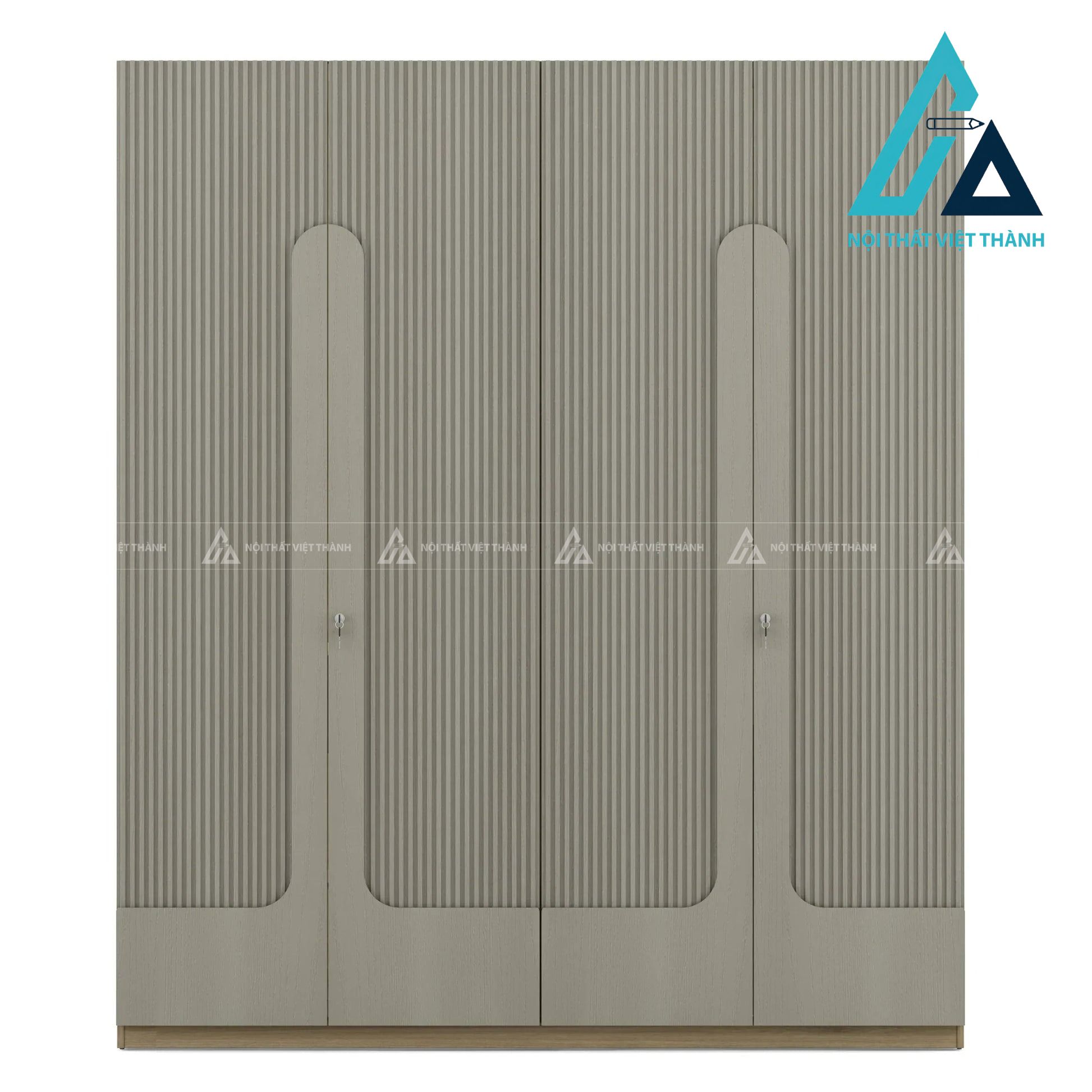 Tủ quần áo 4 cánh gỗ MDF màu sồi sọc đứng hiện đại sang trọng 2