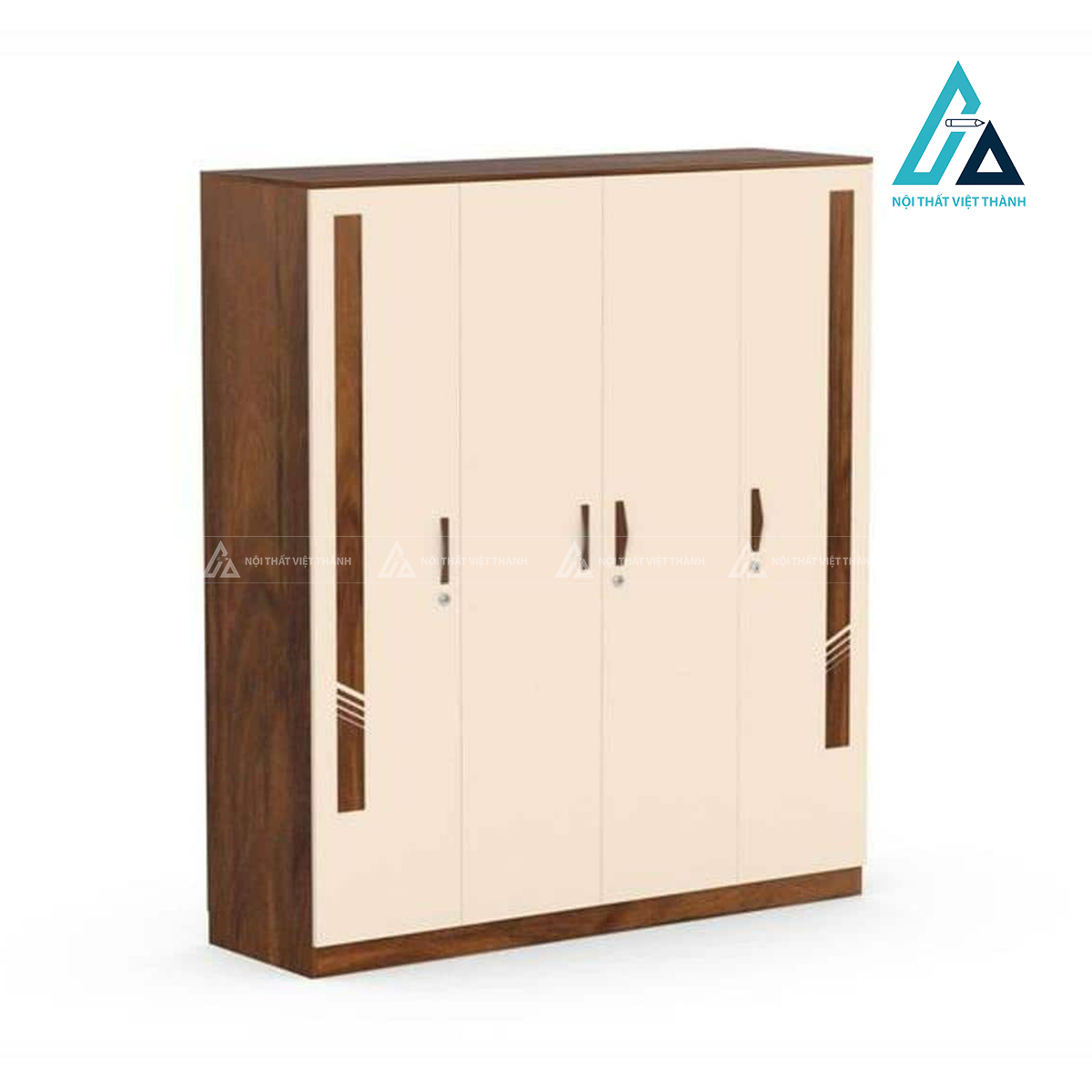 Tủ quần áo 4 cánh MDF màu nâu be hiện đại tiện nghi cho phòng ngủ 4