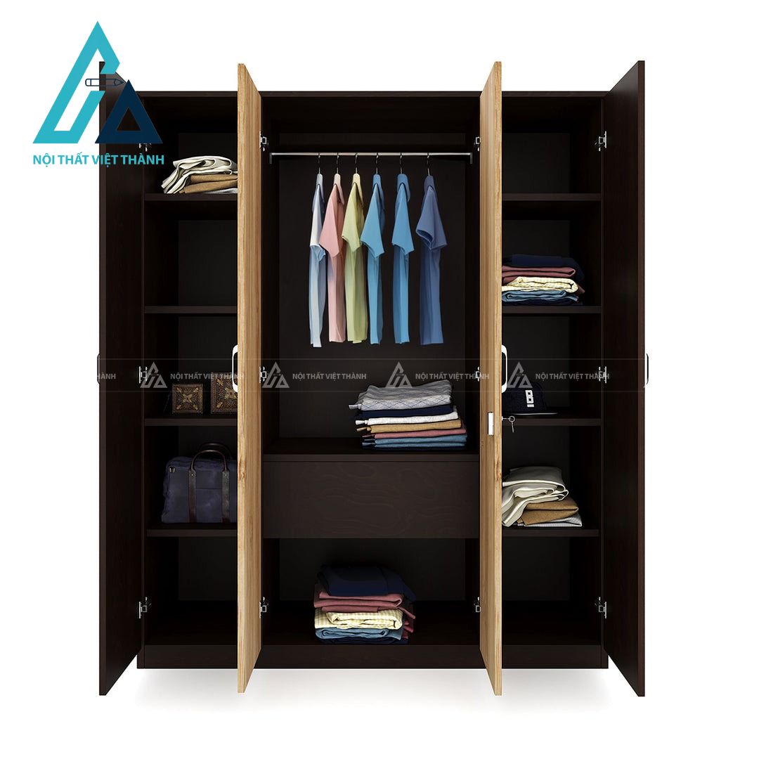 Tủ quần áo 4 cánh MDF vân gỗ hiện đại bền đẹp giá tốt cho gia đình 3