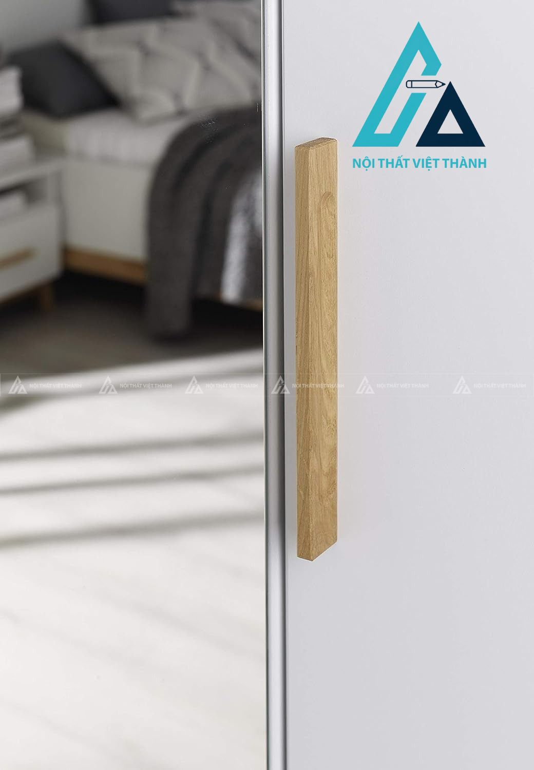 Tủ quần áo 6 cánh MDF phối trắng sồi kèm 4 ngăn kéo rộng hiện đại 2