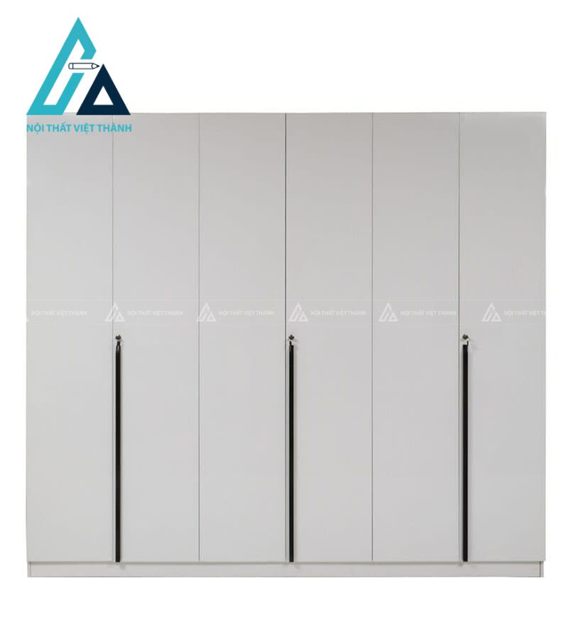 Tủ quần áo 6 cánh MDF sơn trắng bóng cao cấp nhiều ngăn rộng tiện dụng 1