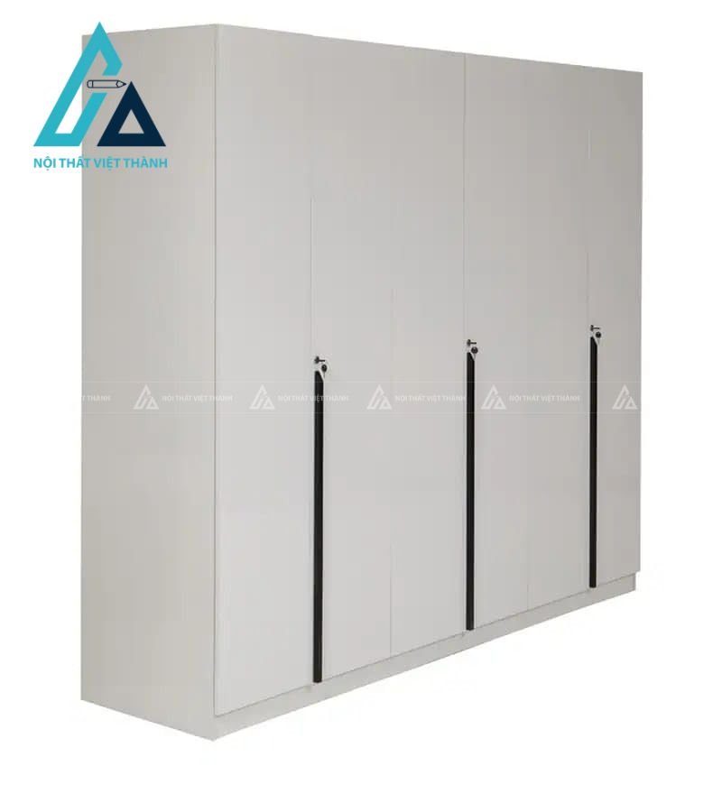 Tủ quần áo 6 cánh MDF sơn trắng bóng cao cấp nhiều ngăn rộng tiện dụng 2