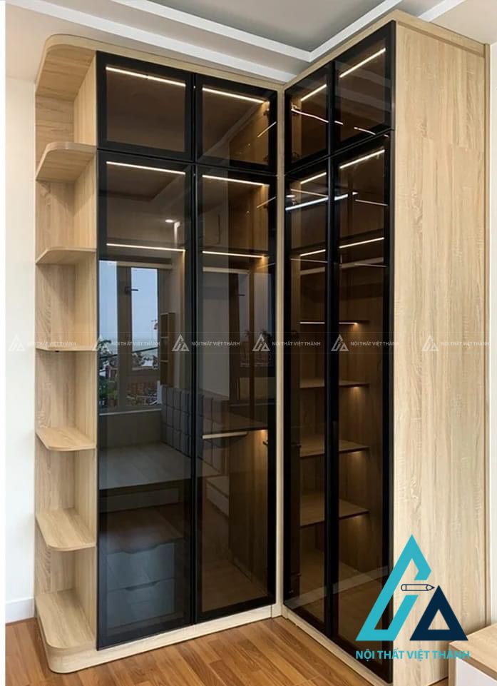 Tủ quần áo cánh kính cửa lùa hiện đại