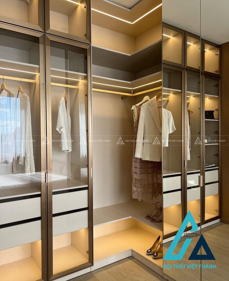 Tủ quần áo cánh kính sang trọng, tinh tế