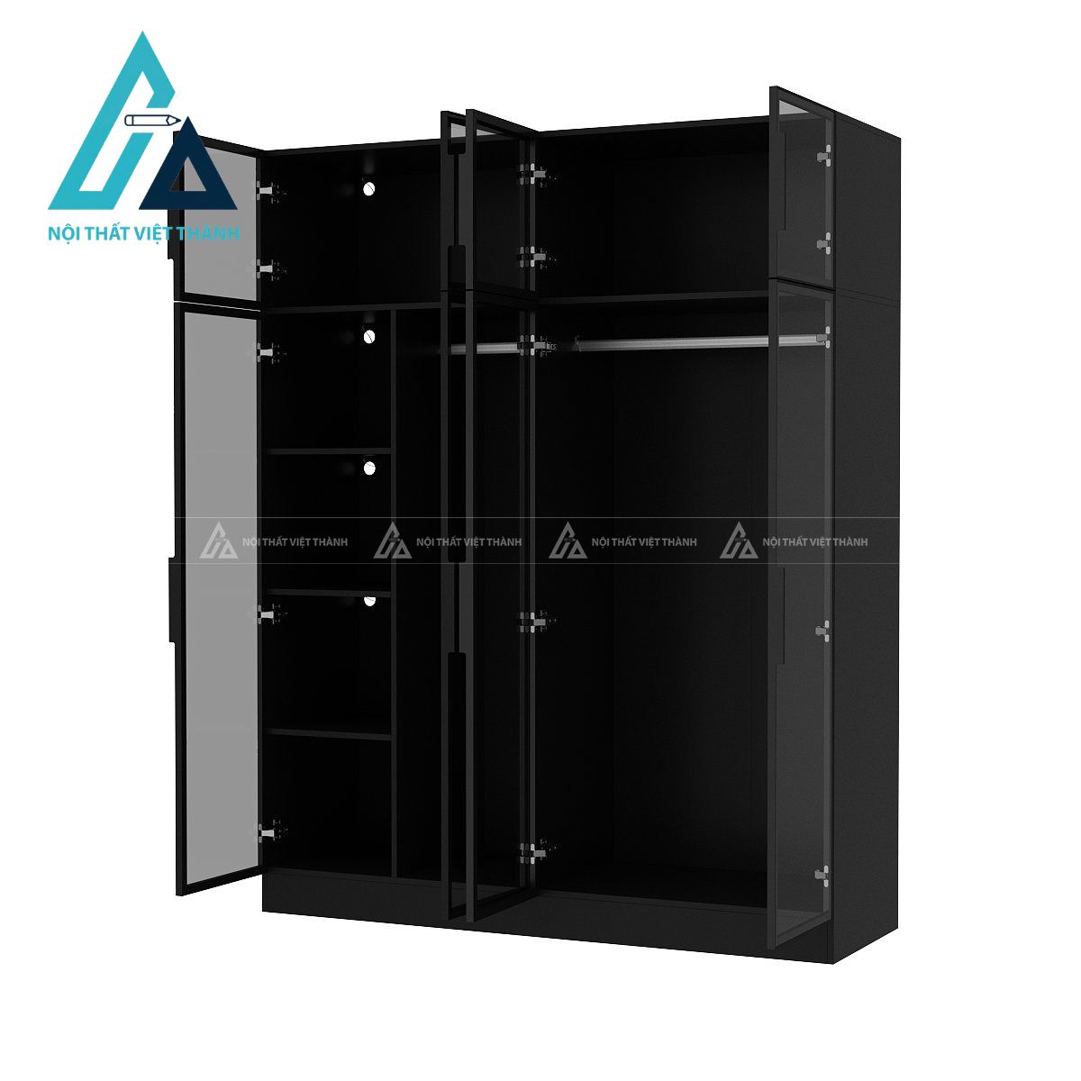 Tủ quần áo cánh kính cao cấp tích hợp đèn LED hiện đại sang trọng 2