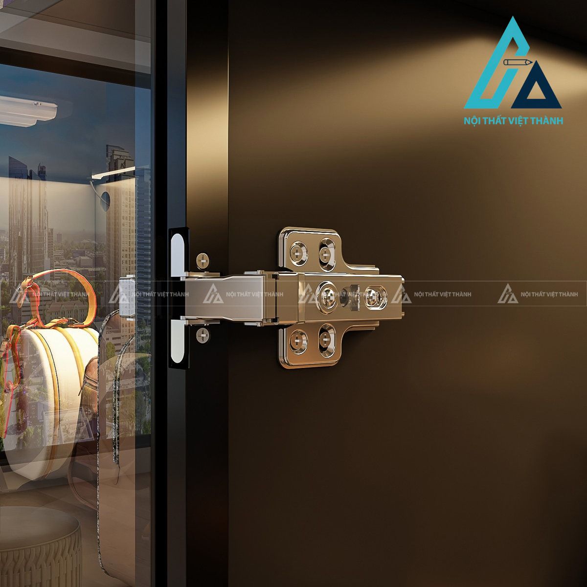 Tủ quần áo cánh kính MDF tích hợp đèn LED hiện đại tối ưu lưu trữ 4