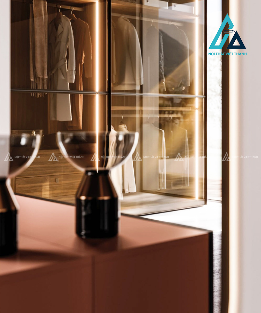 Tủ quần áo cánh kính trượt MDF cao cấp phong cách hiện đại sang trọng 2