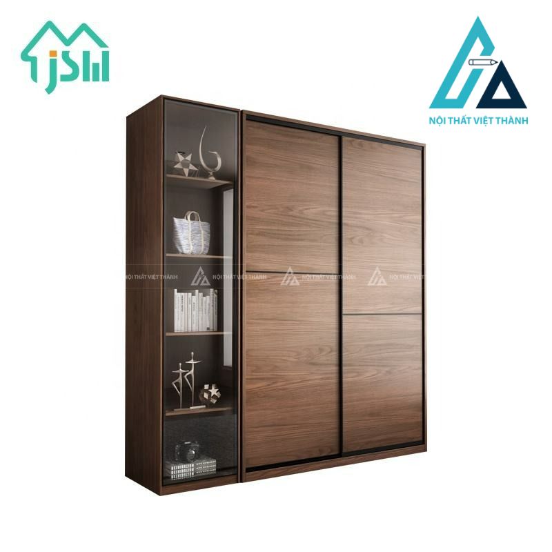 Tủ quần áo cánh kính trượt MDF phủ Melamine hiện đại tiết kiệm diện tích 5