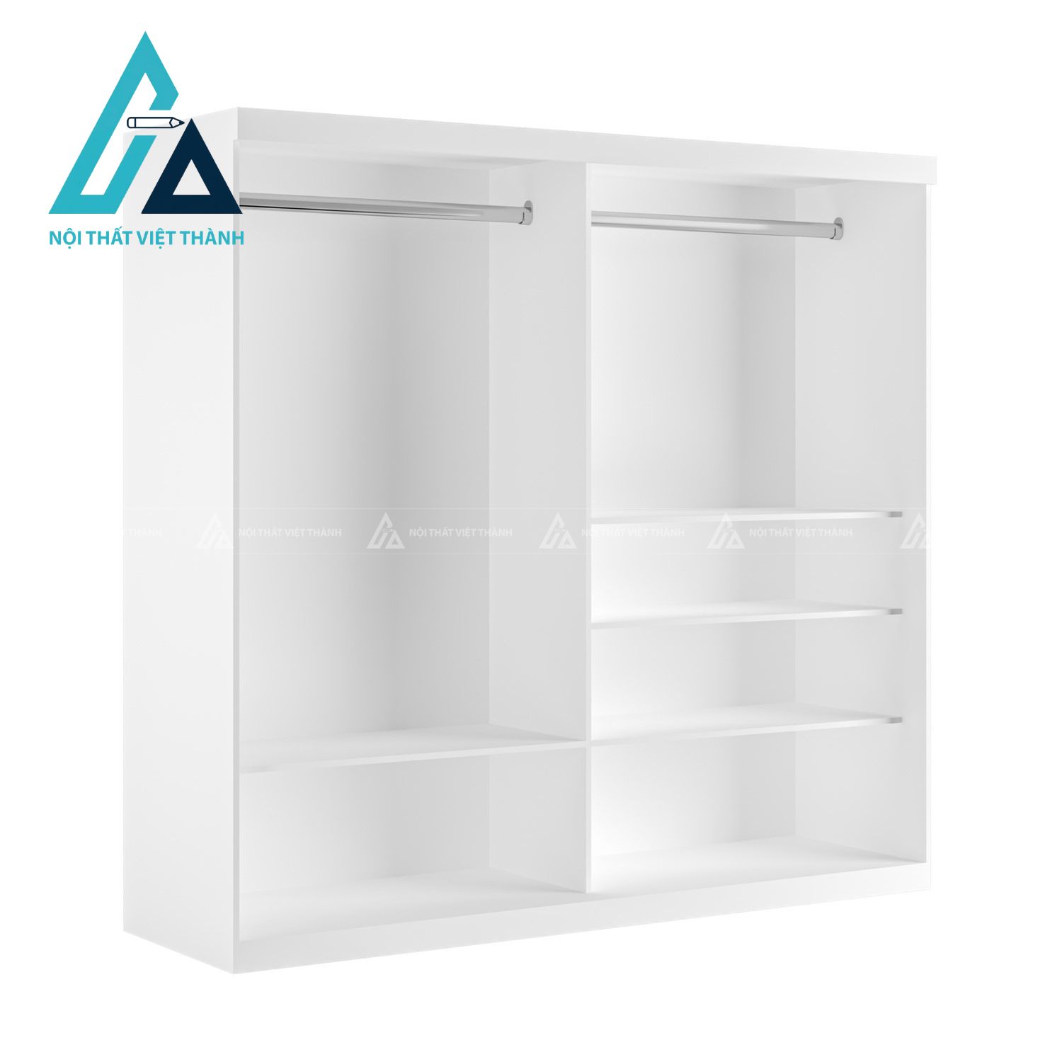Tủ quần áo cửa lùa 2 cánh gương MDF màu trắng hiện đại tối ưu không gian 3