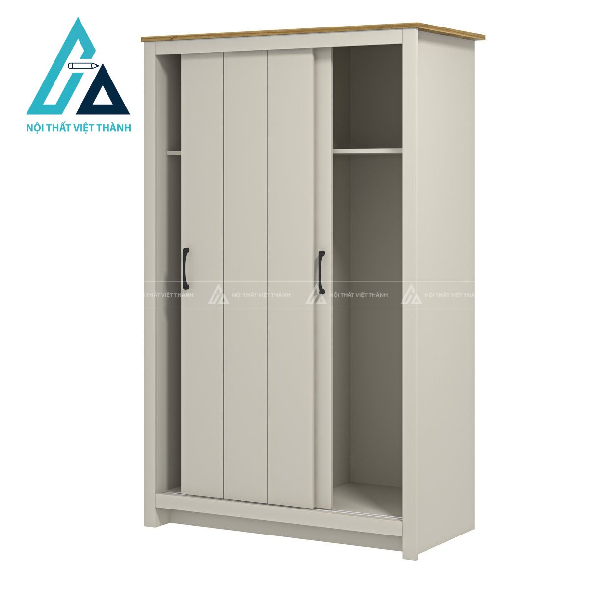 Tủ quần áo cửa lùa 2 cánh màu xám nhạt hiện đại tiết kiệm diện tích5,270,000 2