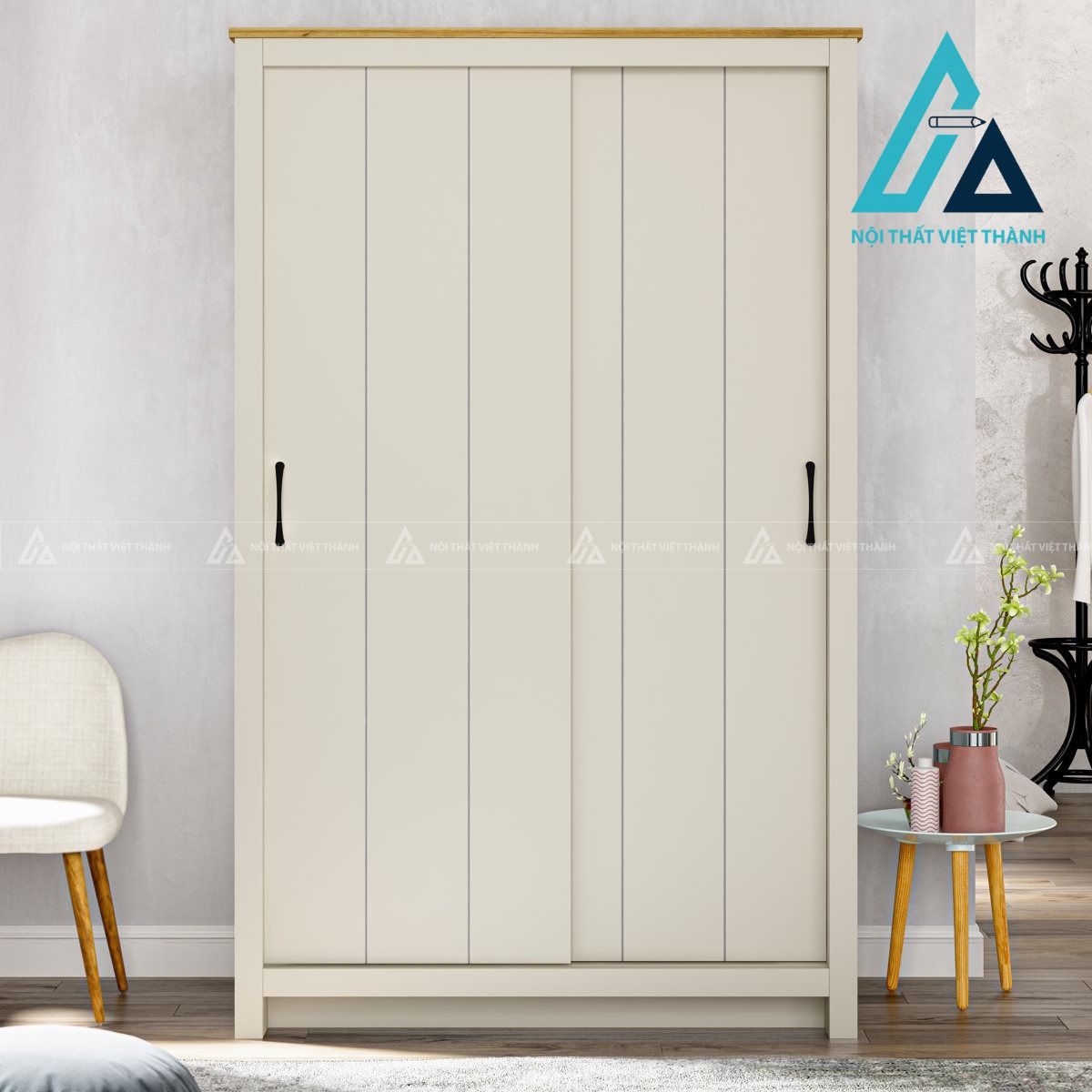 Tủ quần áo cửa lùa 2 cánh màu xám nhạt hiện đại tiết kiệm diện tích5,270,000 3