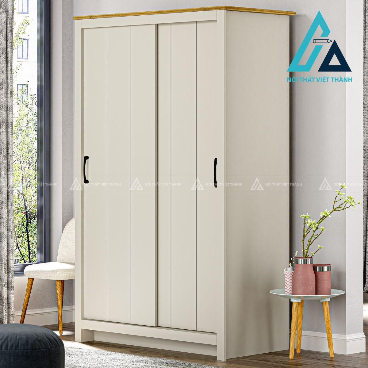 Tủ quần áo cửa lùa 2 cánh màu xám nhạt hiện đại tiết kiệm diện tích5,270,000 6