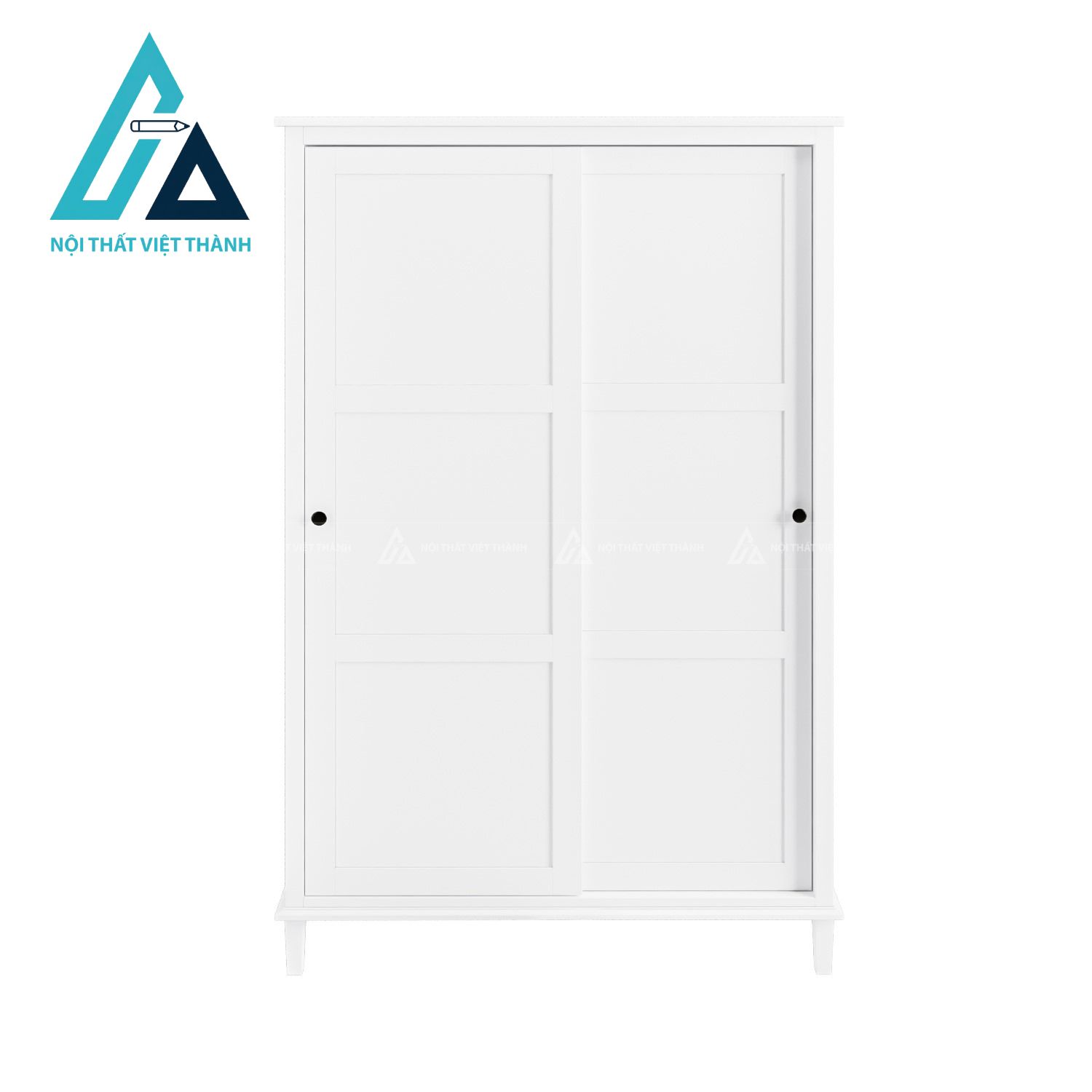 Tủ quần áo cửa lùa 2 cánh MDF màu trắng hiện đại phong cách tinh tế 3