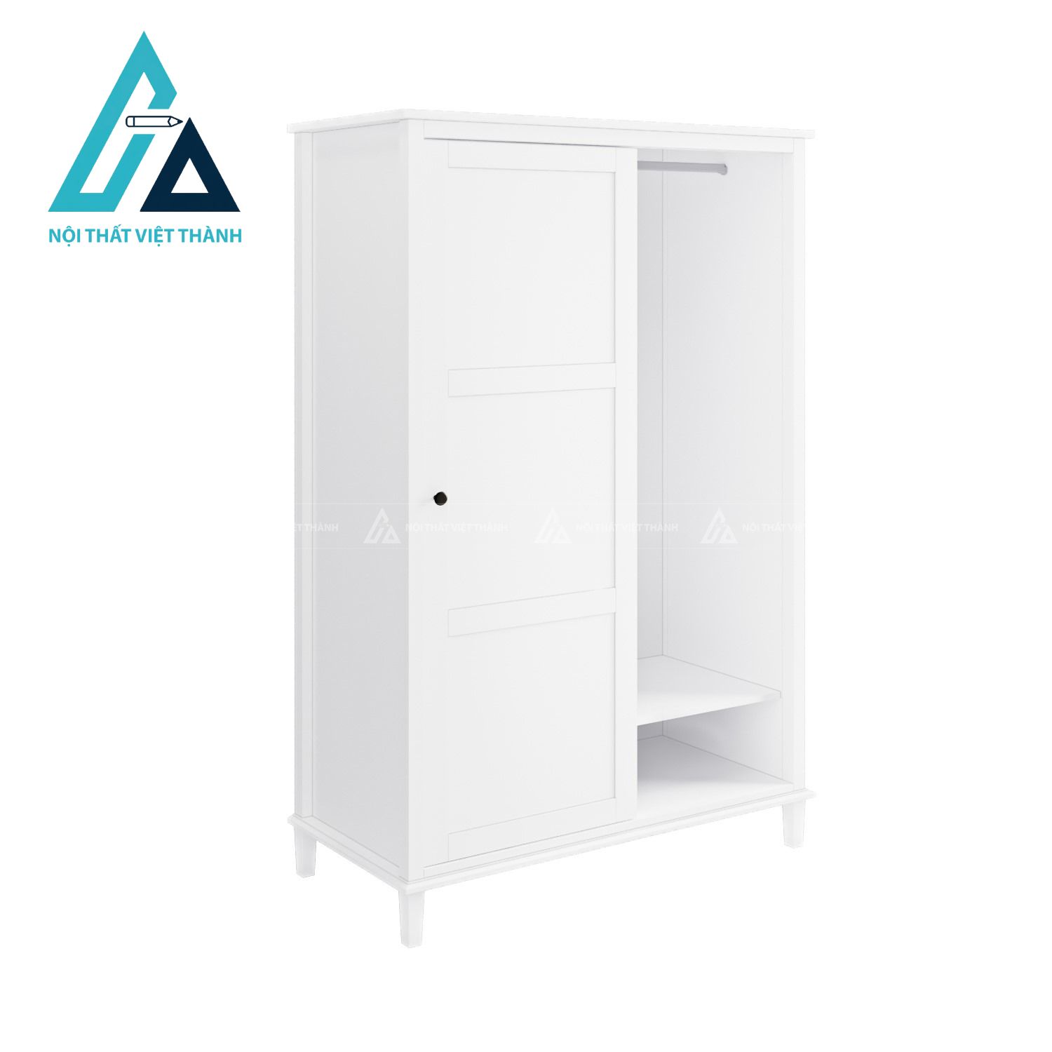 Tủ quần áo cửa lùa 2 cánh MDF màu trắng hiện đại phong cách tinh tế 4