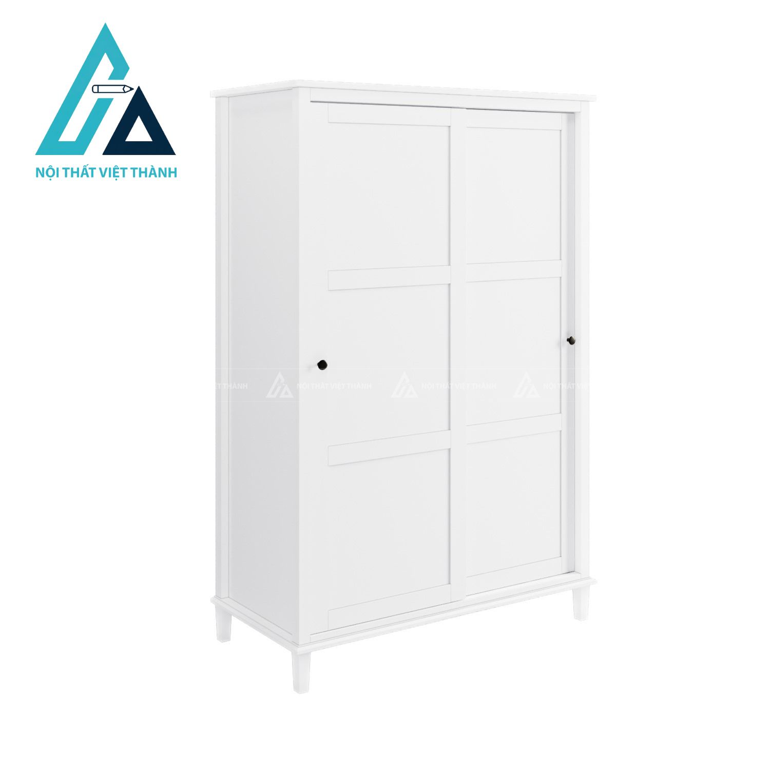 Tủ quần áo cửa lùa 2 cánh MDF màu trắng hiện đại phong cách tinh tế 5