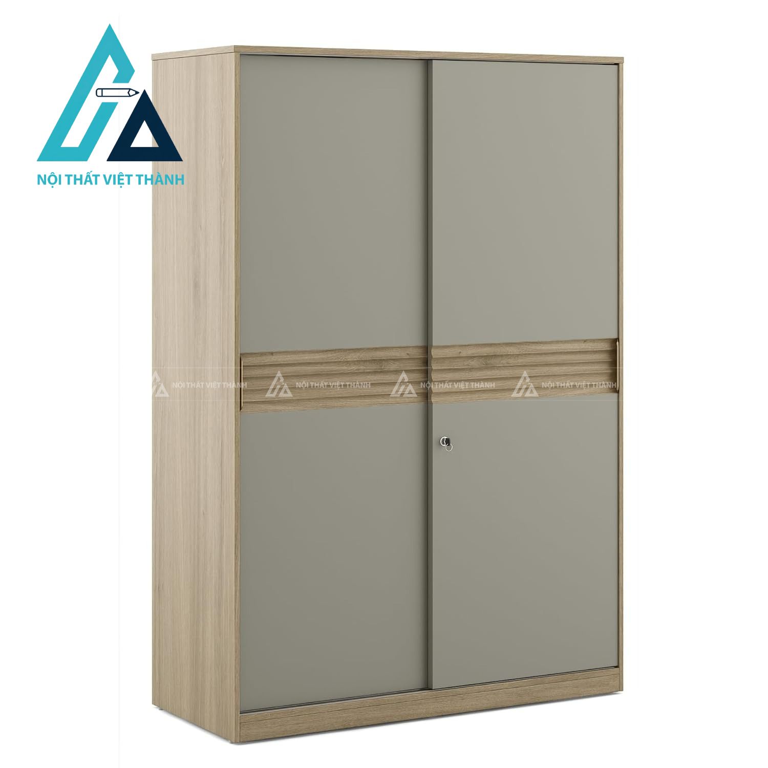 Tủ quần áo cửa lùa 2 cánh MDF vân gỗ Melamine hiện đại phối màu sang trọng 2