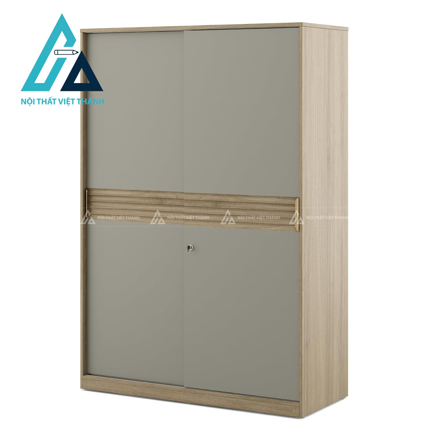 Tủ quần áo cửa lùa 2 cánh MDF vân gỗ Melamine hiện đại phối màu sang trọng 3