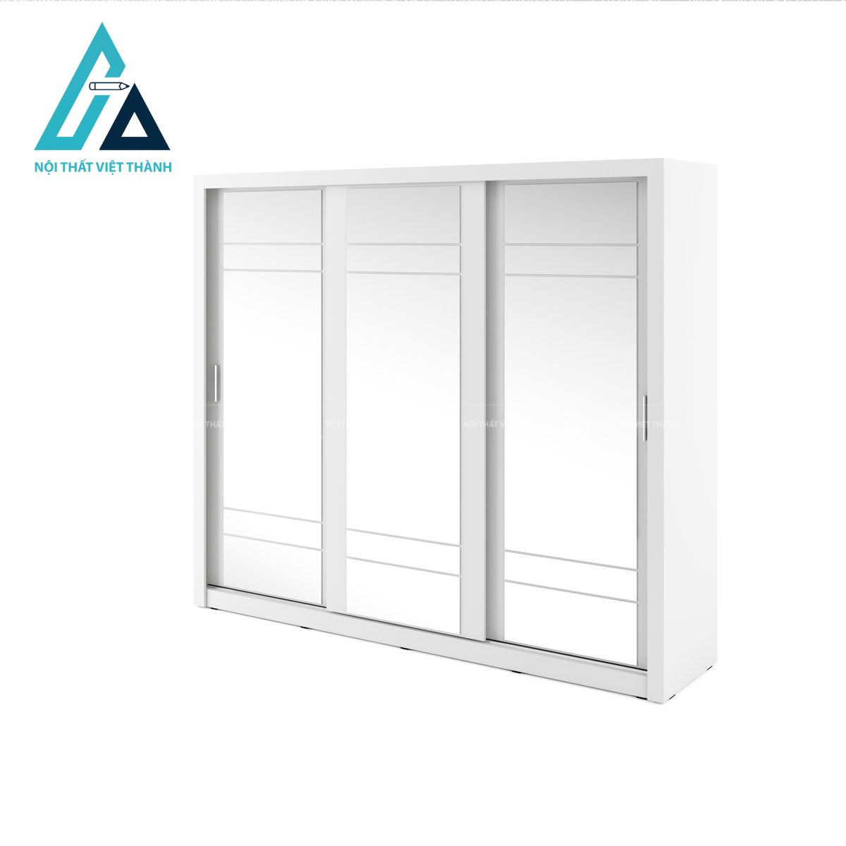 Tủ quần áo cửa lùa 3 cánh MDF màu trắng kèm gương hiện đại tiện nghi 4