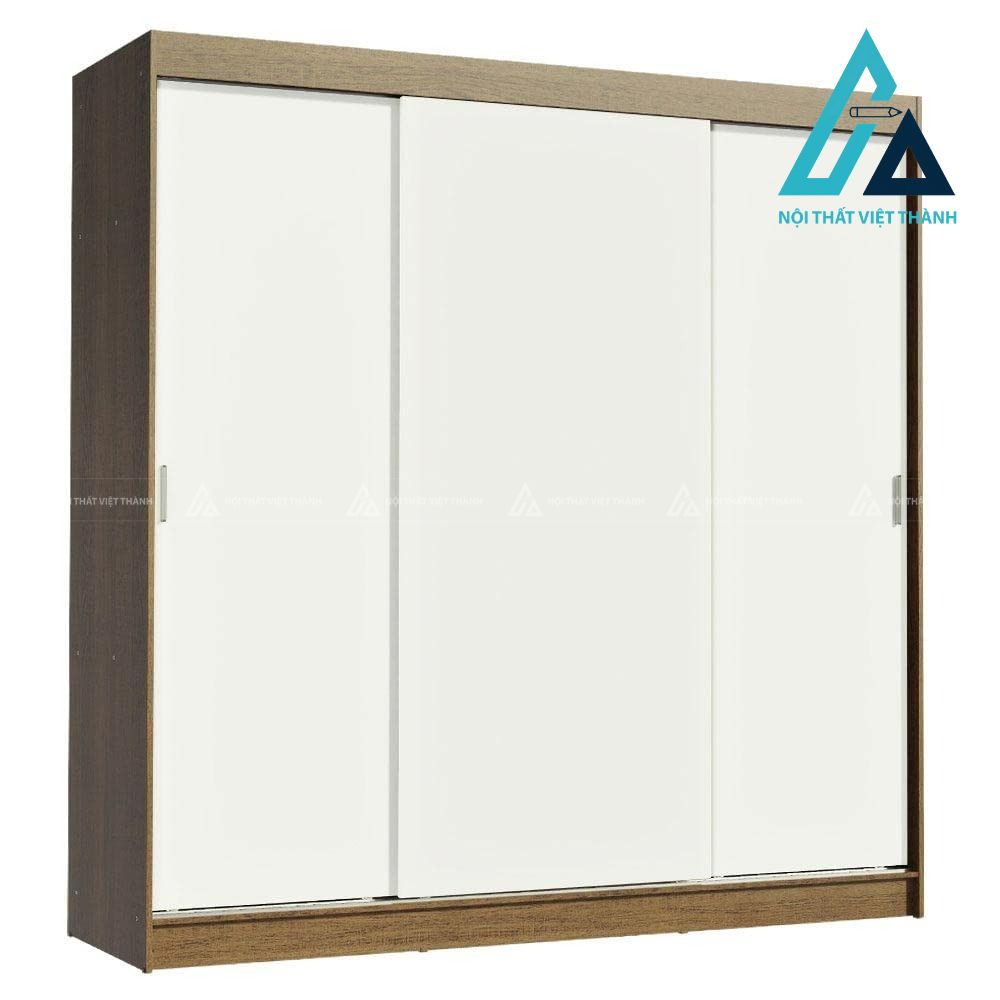 Tủ quần áo cửa lùa 3 cánh MDF phối nâu trắng hiện đại sang trọng 2
