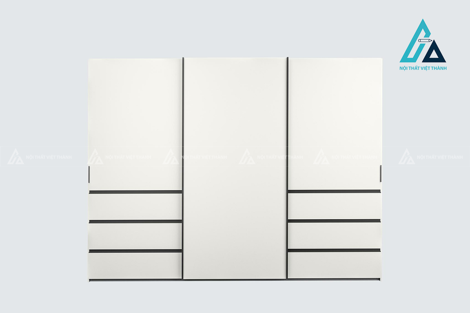 Tủ quần áo cửa lùa 3 cánh MDF sơn mờ hiện đại tích hợp ngăn kéo tiện nghi 1