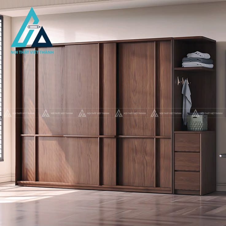 Không gian phòng ngủ nên thông thoáng nhằm tránh ảnh hưởng đến cốt vật liệu và hệ ray trượt. 