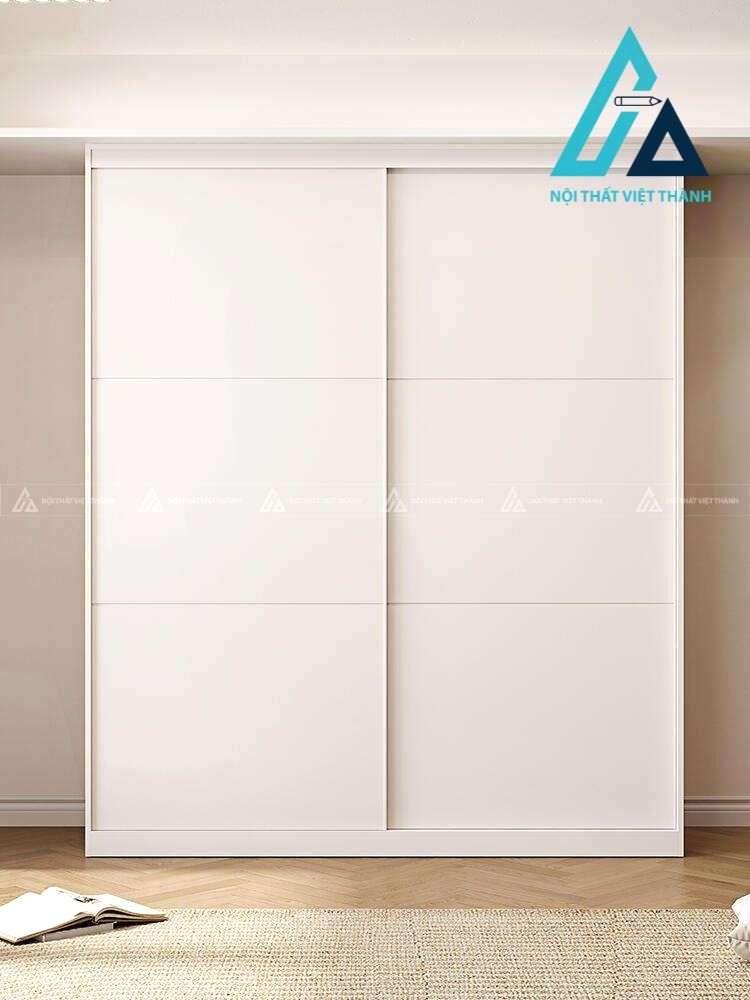 Tủ quần áo cửa lùa gỗ MDF màu trắng hiện đại cho phòng ngủ nhỏ