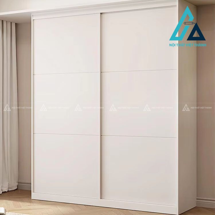 Tủ quần áo cửa lùa gỗ MDF màu trắng hiện đại cho phòng ngủ nhỏ 5