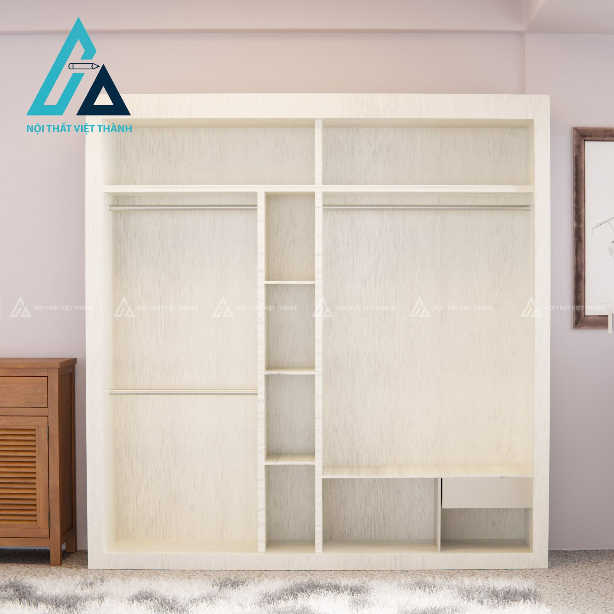 Tủ quần áo cửa lùa gỗ MDF vân gỗ hiện đại tối ưu không gian phòng ngủ 5
