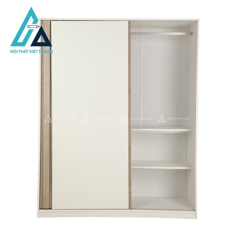 Tủ quần áo cửa lùa gỗ MDF vân gỗ phối trắng hiện đại tinh tế 3