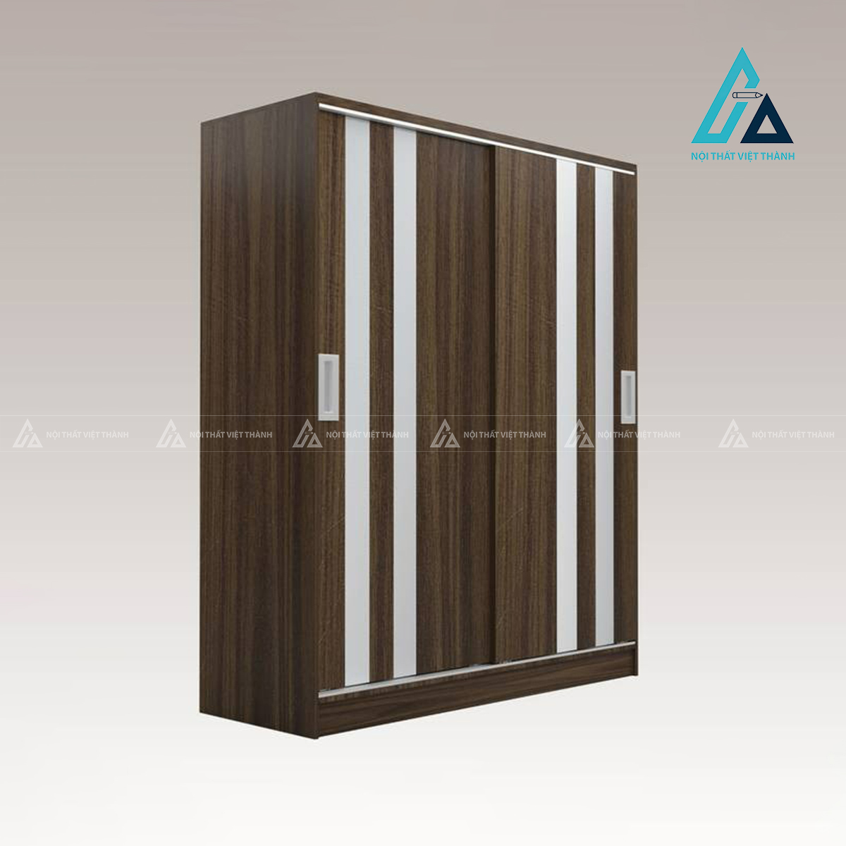 Tủ quần áo cửa lùa gỗ MDF vân óc chó 2 cánh hiện đại sang trọng 2