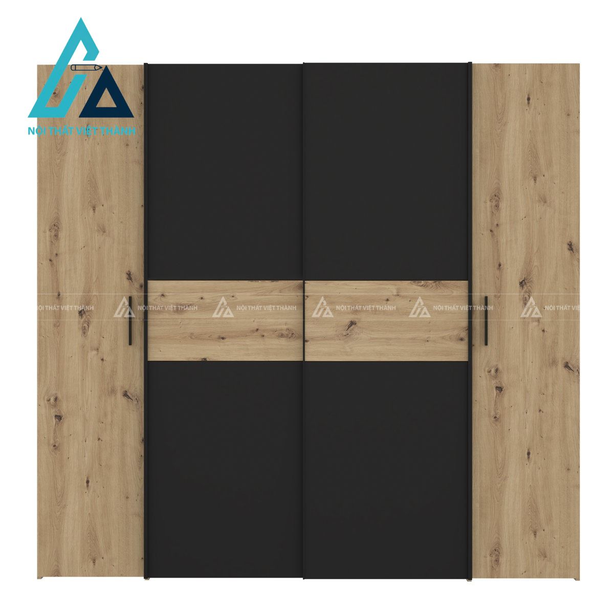 Tủ quần áo cửa lùa kết hợp cánh mở MDF vân gỗ hiện đại tiện nghi 2