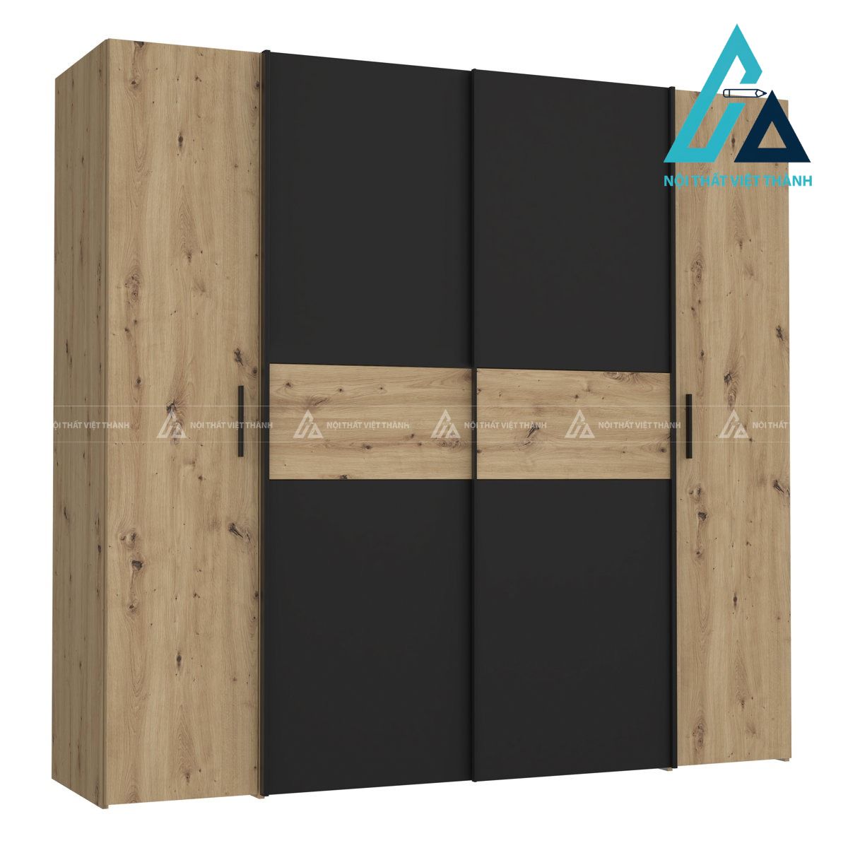 Tủ quần áo cửa lùa kết hợp cánh mở MDF vân gỗ hiện đại tiện nghi 3