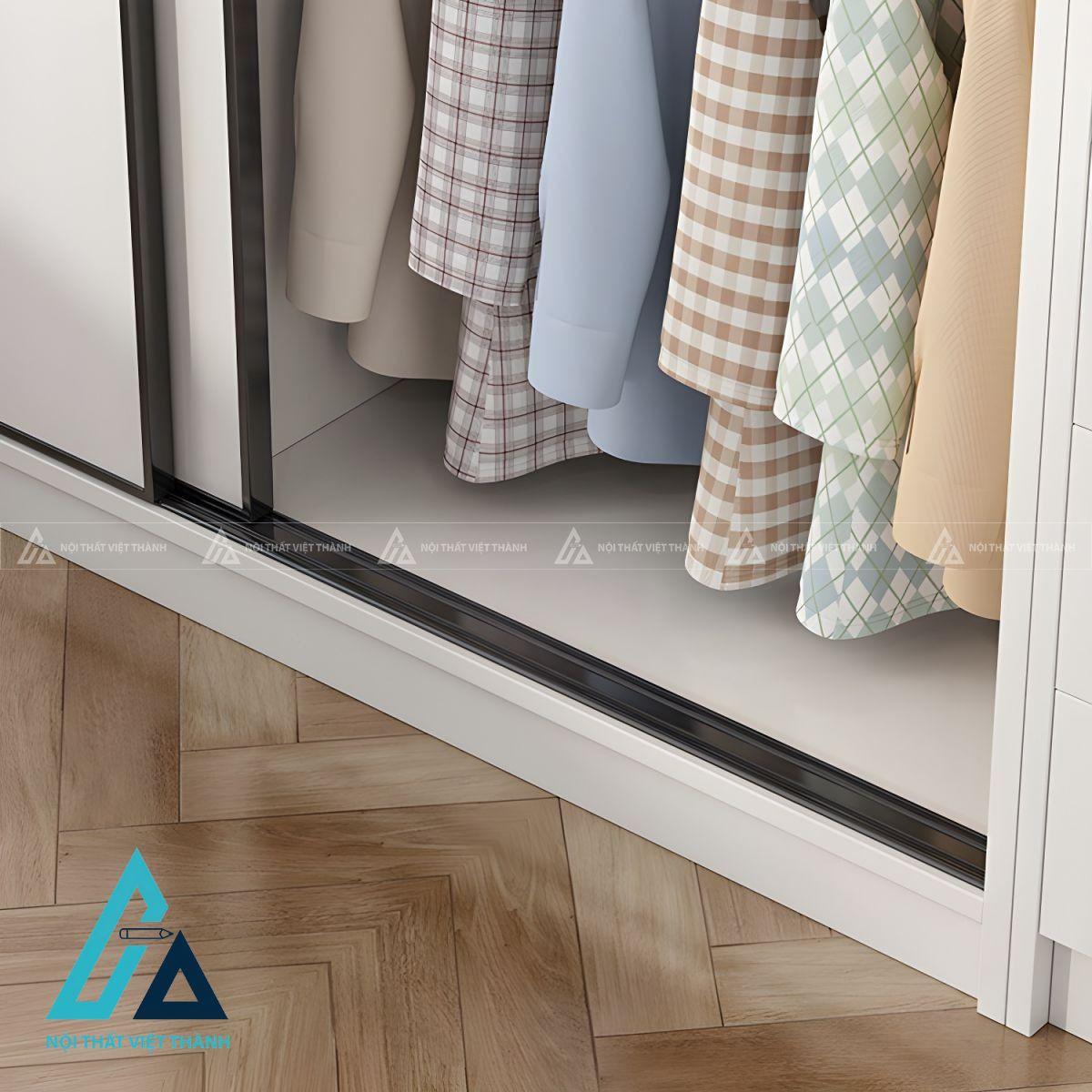 Tủ quần áo cửa lùa MDF màu trắng hiện đại tối ưu không gian phòng ngủ 1